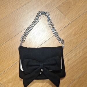 French Collection Elegant Black Bow Chain Designer Shoulder Bag